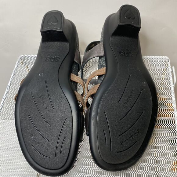 SAS Allegro Heel Strap Metallic Leather Dressy Comfort Sandal Size 11‎ - Picture 8 of 11